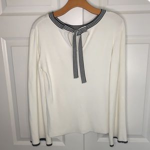 Olivia Warren Bell-Sleeved Sweater with Bow Tie Back | M